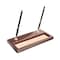 Dacasso Chocolate Brown Leather Double Pen Stand with Gold Accents AG-3404 - alternate 1